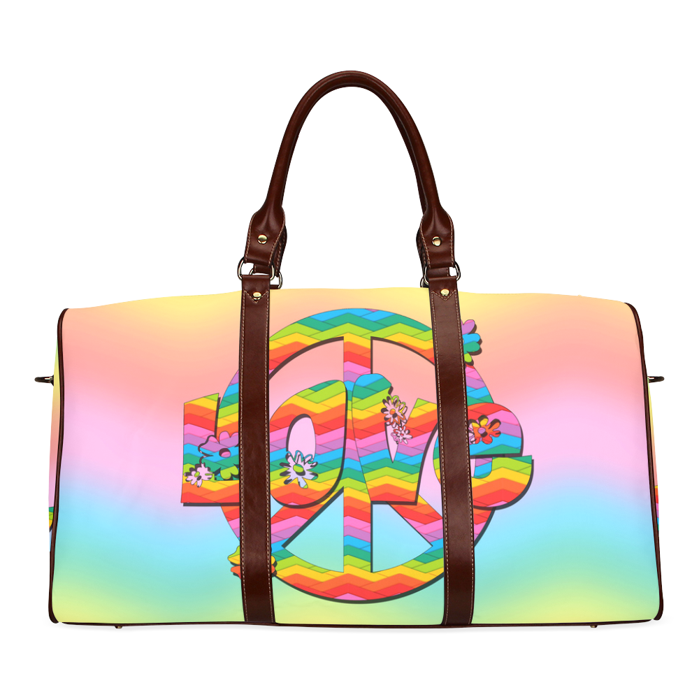 Colorful Love and Peace Background Waterproof Travel Bag/Small (Model 1639)