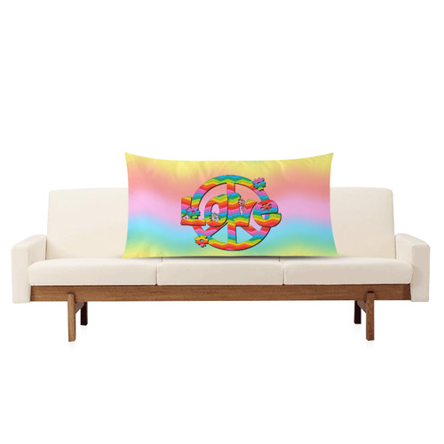 Colorful Love and Peace Background Rectangle Pillow Case 20"x36"(Twin Sides)