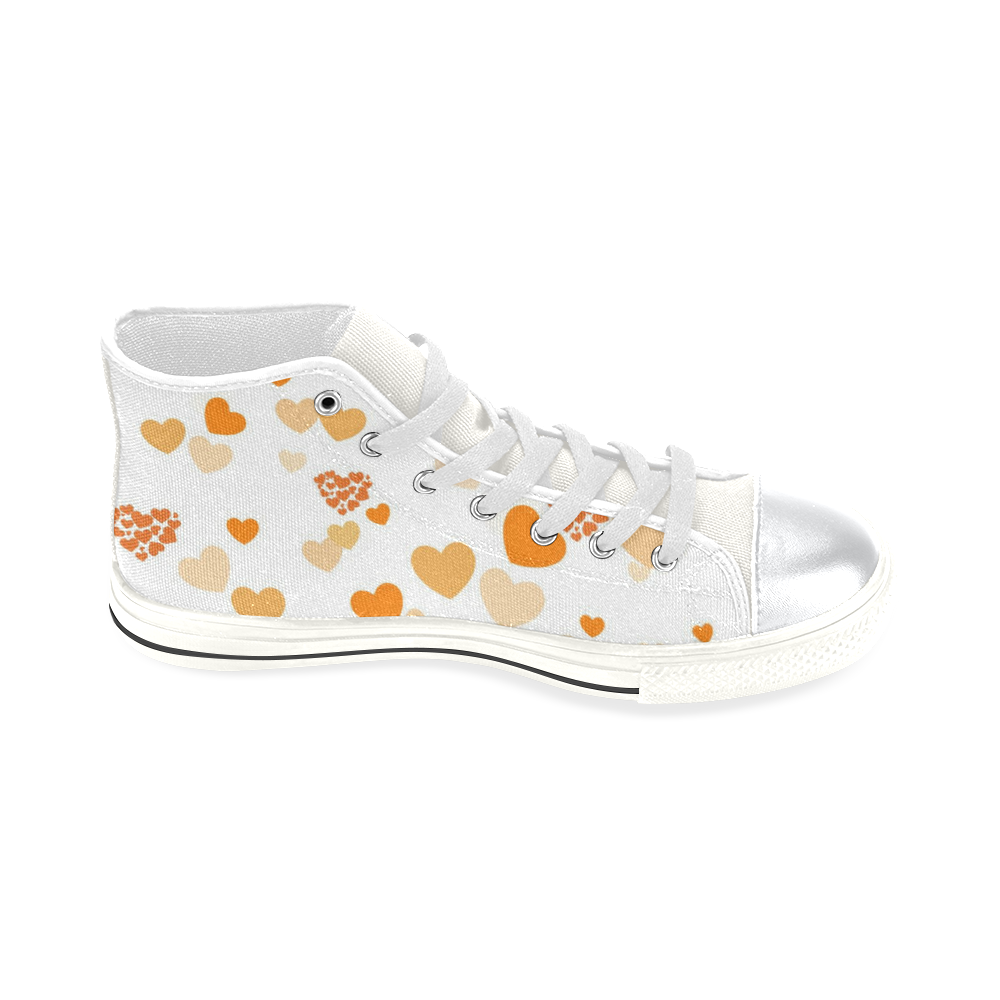 lovely Valentine-Hearts orange High Top Canvas Women's Shoes/Large Size (Model 017)