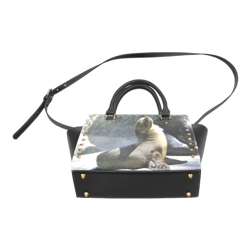 Baby Seal Rivet Shoulder Handbag (Model 1645)