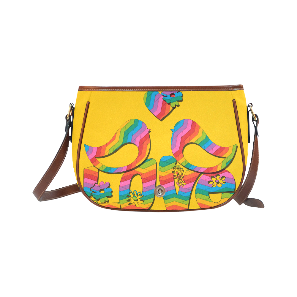 Love Birds with a Heart Saddle Bag/Small (Model 1649) Full Customization