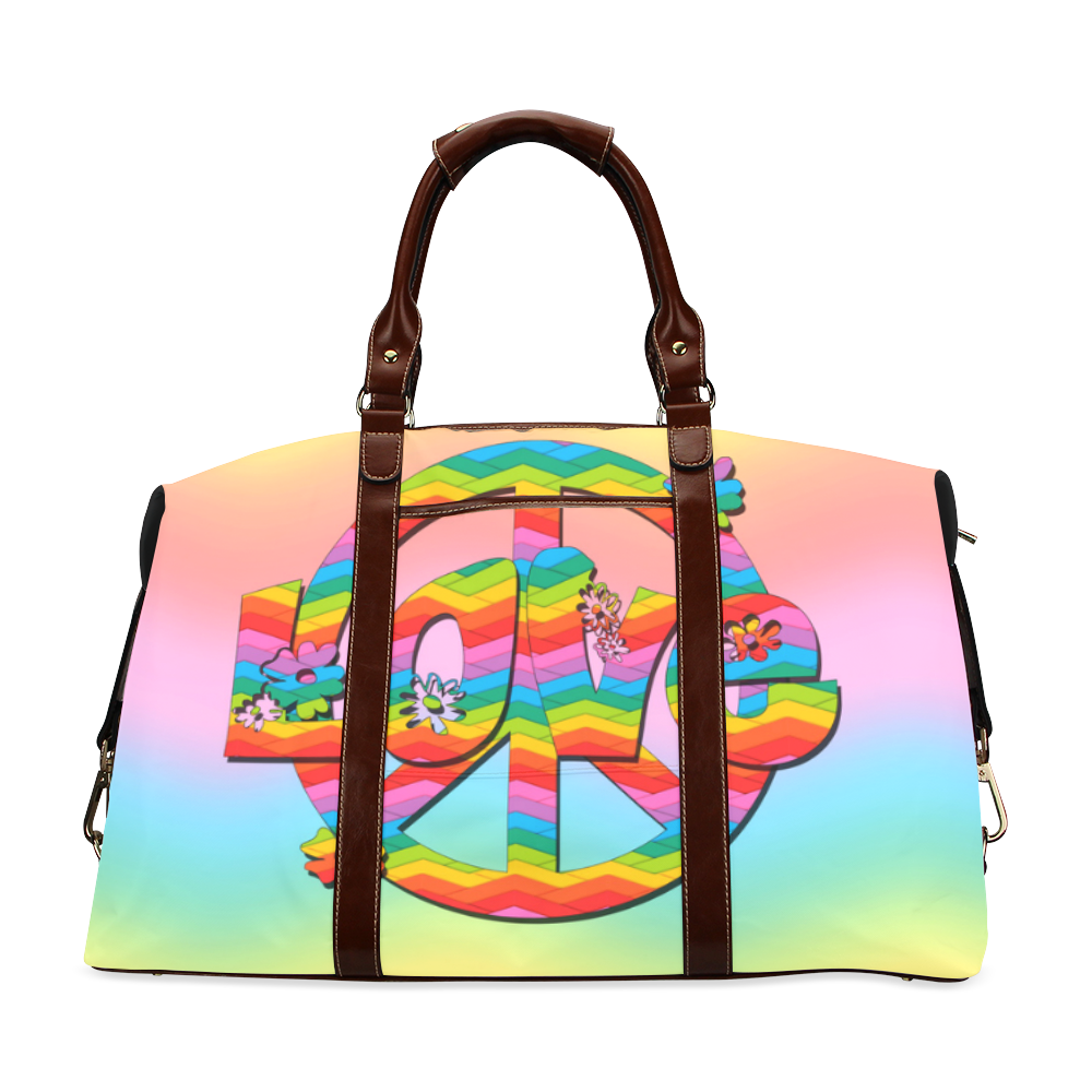 Colorful Love and Peace Background Classic Travel Bag (Model 1643) Remake