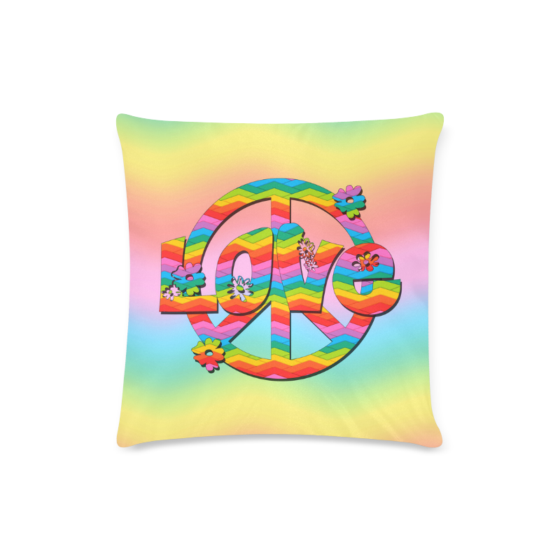 Colorful Love and Peace Background Custom Zippered Pillow Case 16"x16" (one side)