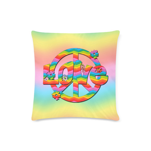 Colorful Love and Peace Background Custom Zippered Pillow Case 16"x16" (one side)