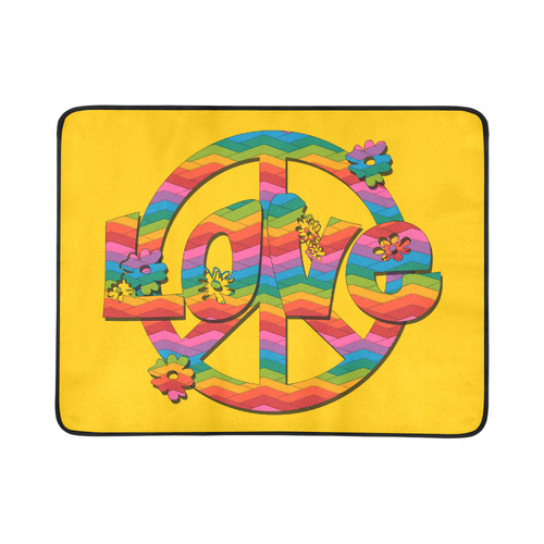 Colorful Love and Peace Beach Mat 78"x 60"