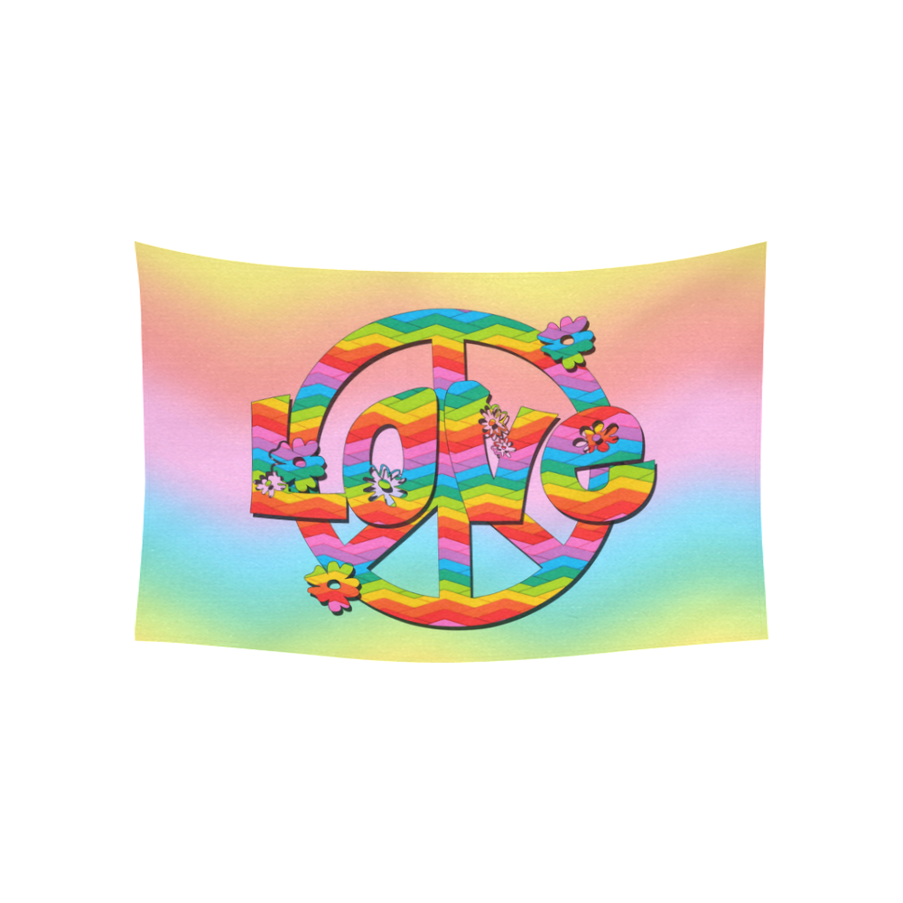 Colorful Love and Peace Background Cotton Linen Wall Tapestry 60"x 40"
