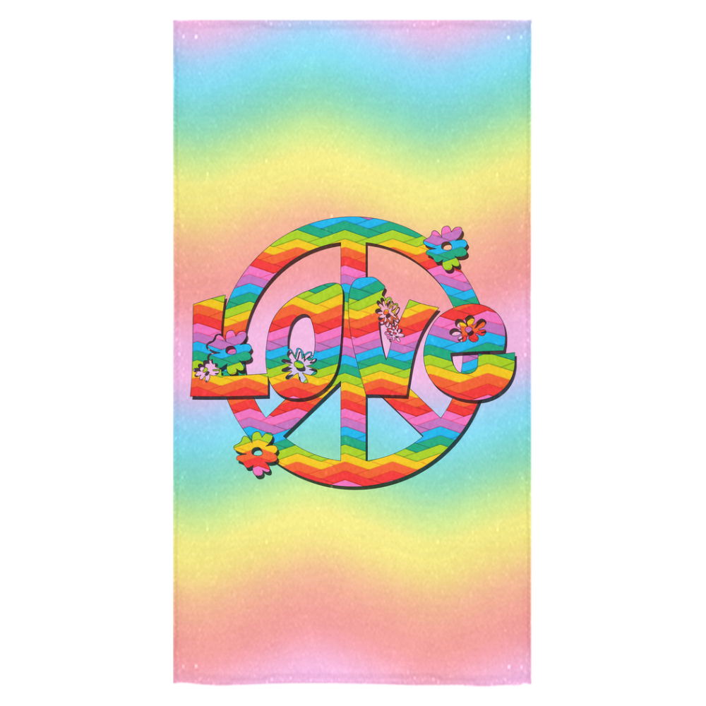 Colorful Love and Peace Background Bath Towel 30"x56"