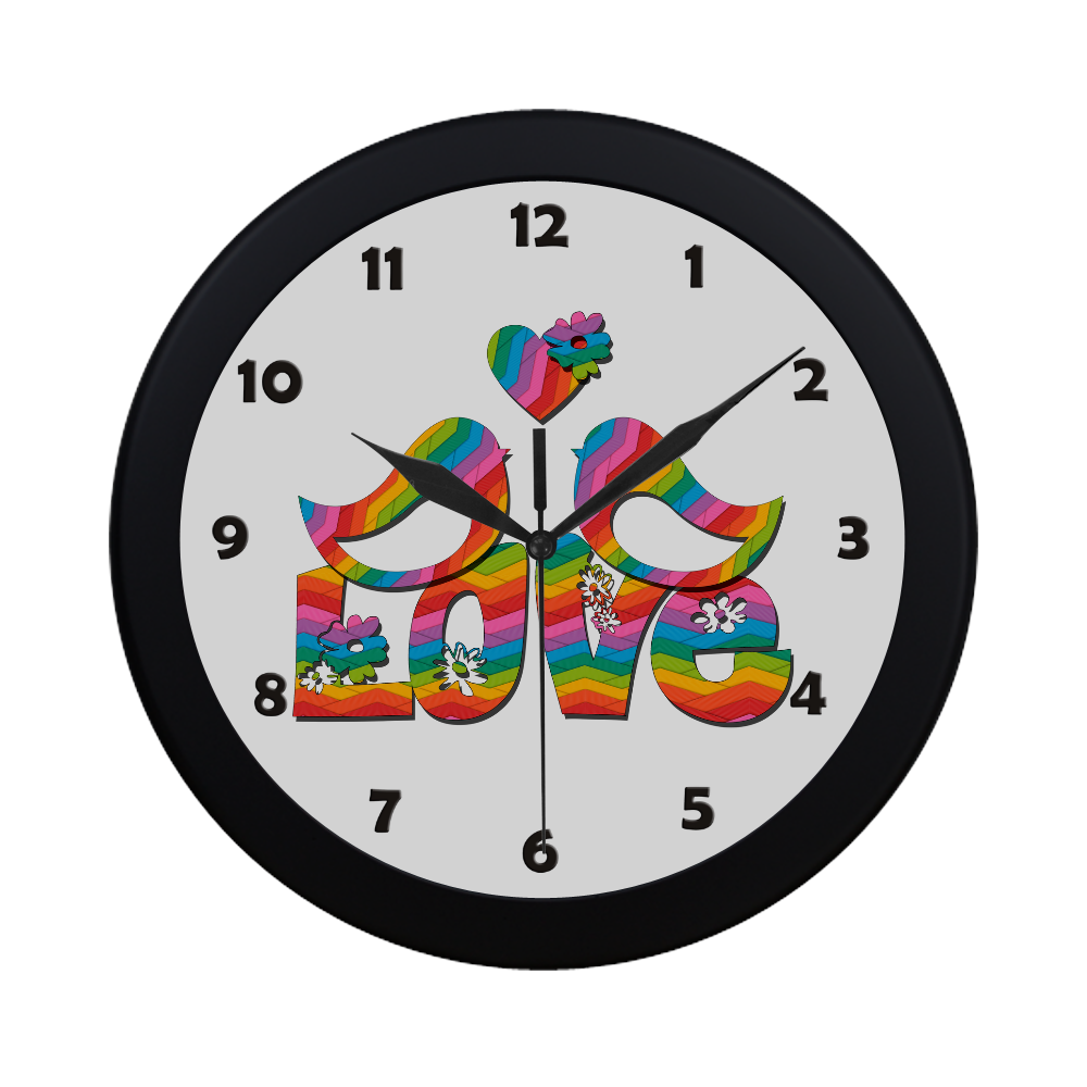 Love Birds with a Heart Circular Plastic Wall clock