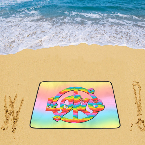 Colorful Love and Peace Background Beach Mat 78"x 60"
