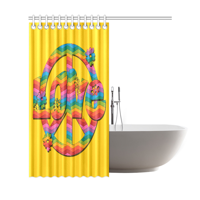 Colorful Love and Peace Shower Curtain 69"x72"