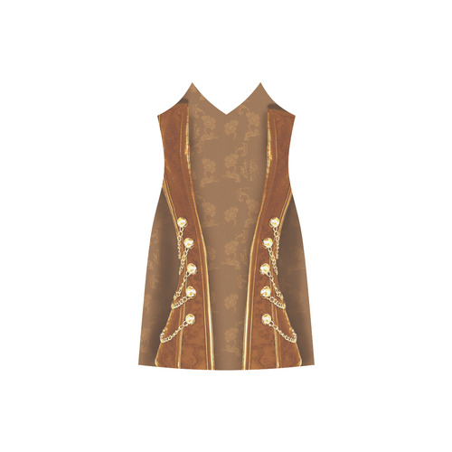 3D chain pattern maroon V-Neck Open Fork Long Dress(Model D18)