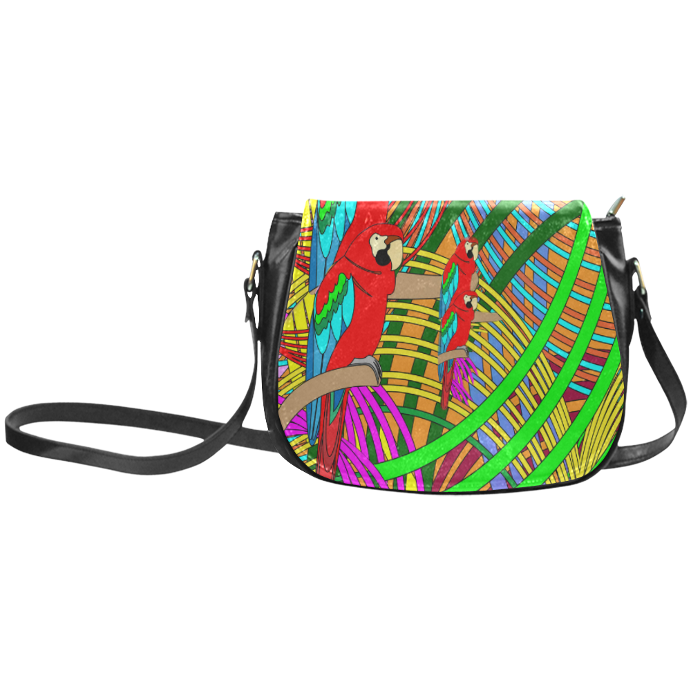 abstract parrot Classic Saddle Bag/Small (Model 1648)
