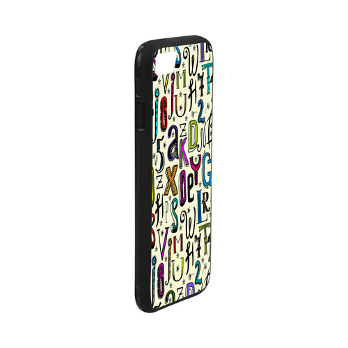 Letters Numbers Stars Typography Pattern Colored Rubber Case for iPhone 7 (4.7”)