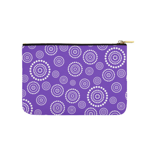 Dots Circle Flower Power Pattern white Carry-All Pouch 9.5''x6''