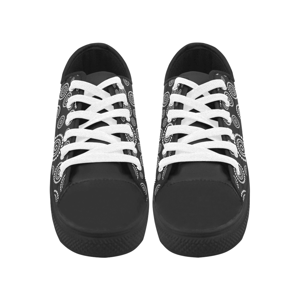 Dots Circle Flower Power Pattern white Microfiber Leather Men's Shoes/Large Size (Model 031)