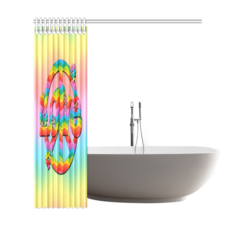 Colorful Love and Peace Background Shower Curtain 69"x72"