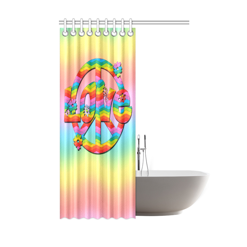 Colorful Love and Peace Background Shower Curtain 48"x72"