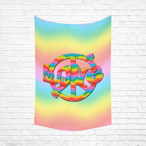 Colorful Love and Peace Background Cotton Linen Wall Tapestry 60"x 90"