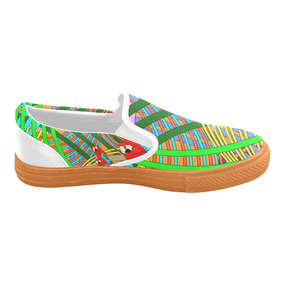 abstract parrot Slip-on Canvas Shoes for Men/Large Size (Model 019)