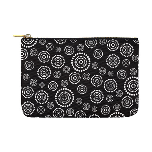 Dots Circle Flower Power Pattern white Carry-All Pouch 12.5''x8.5''