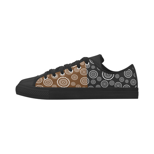 Dots Circle Flower Power Pattern white Aquila Microfiber Leather Men's Shoes (Model 031)