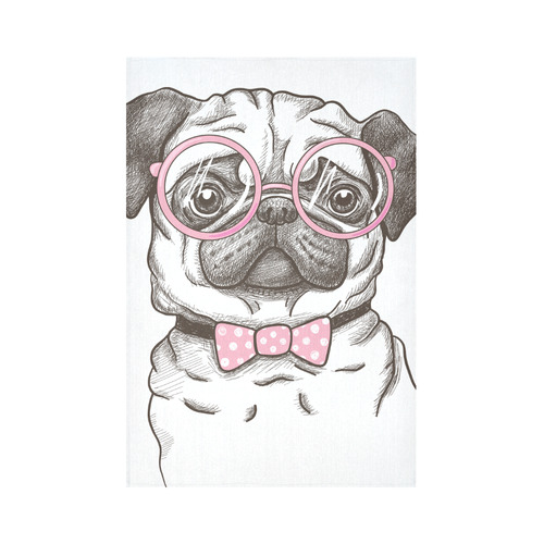 pug in glasses Cotton Linen Wall Tapestry 60"x 90"