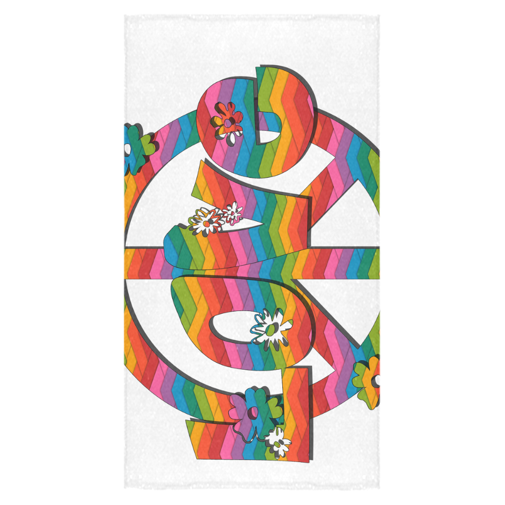 Colorful Love and Peace Bath Towel 30"x56"