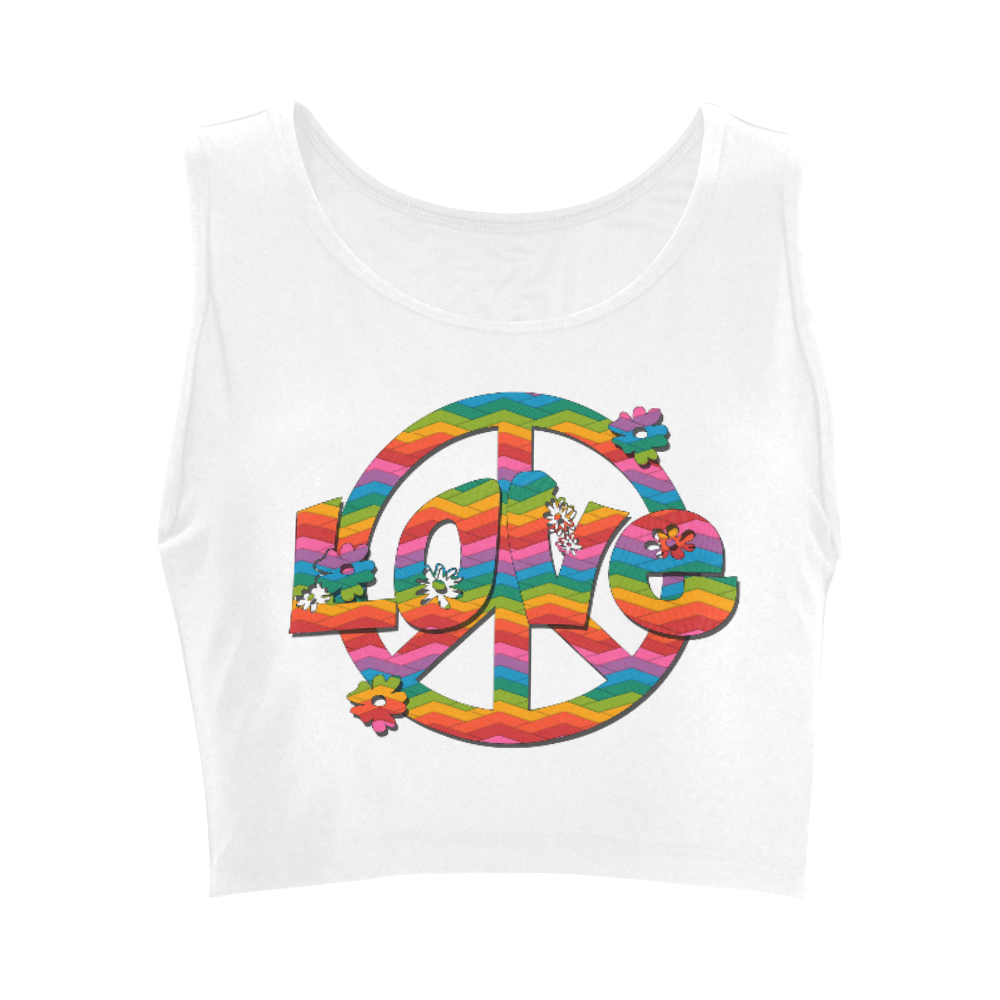 Colorful Love and Peace Women's Crop Top (Model T42)