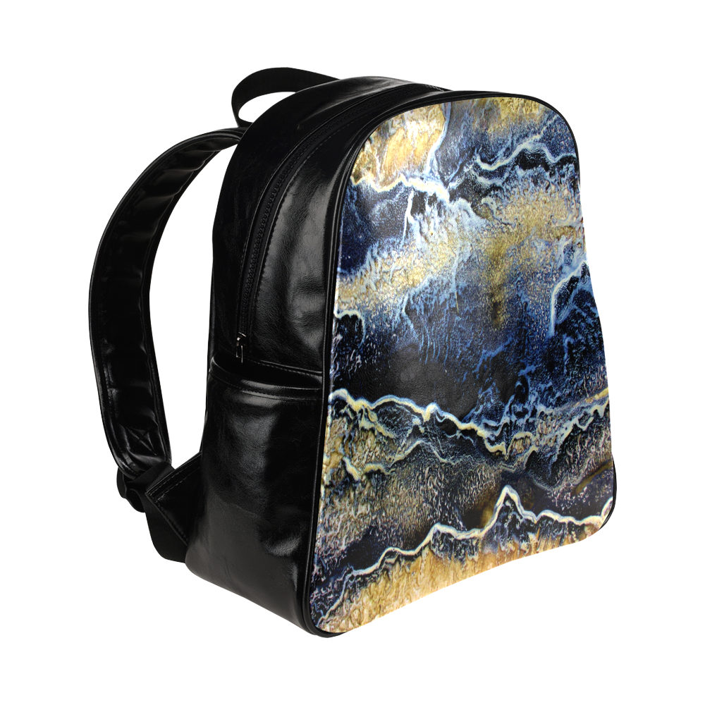 Space Universe Marbling Multi-Pockets Backpack (Model 1636)