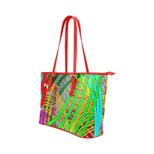 abstract parrot Leather Tote Bag/Small (Model 1651)