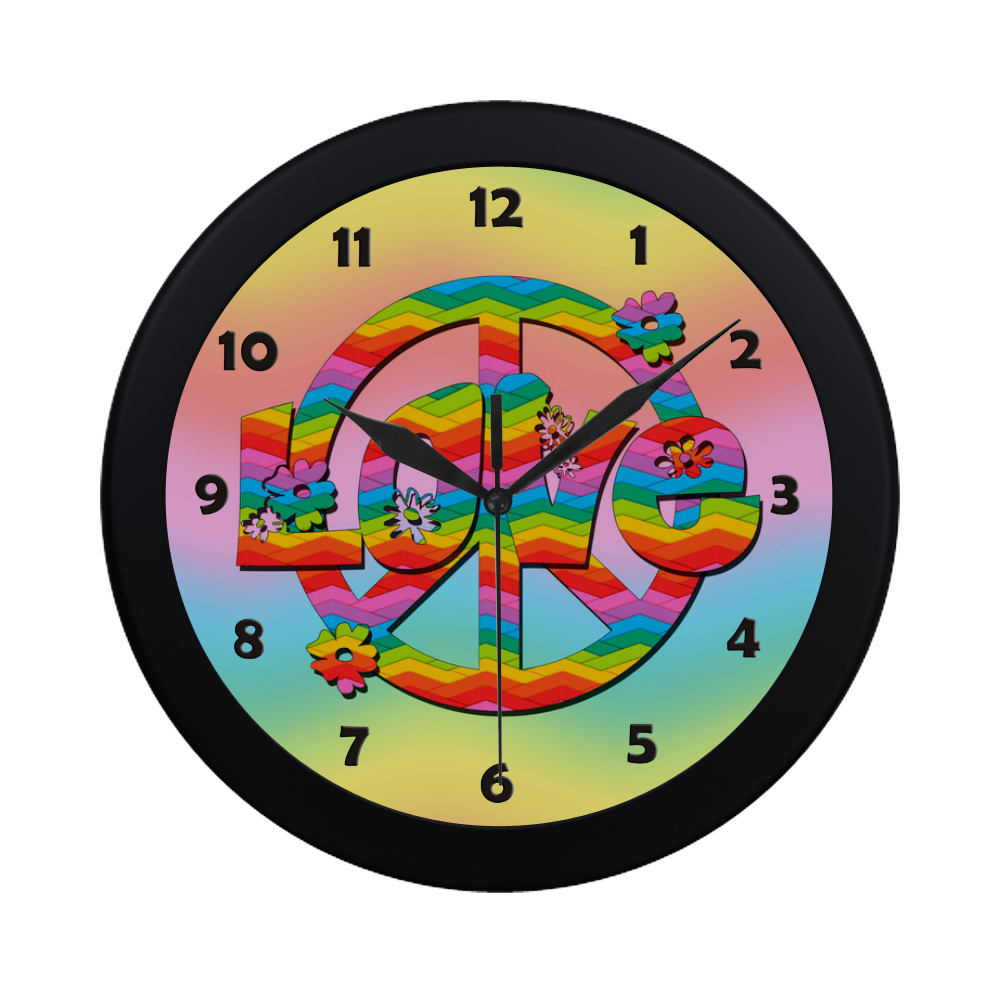 Colorful Love and Peace Background Circular Plastic Wall clock