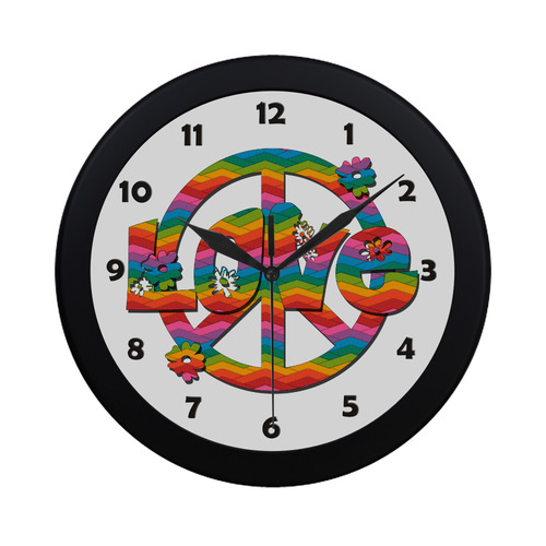 Colorful Love and Peace Circular Plastic Wall clock