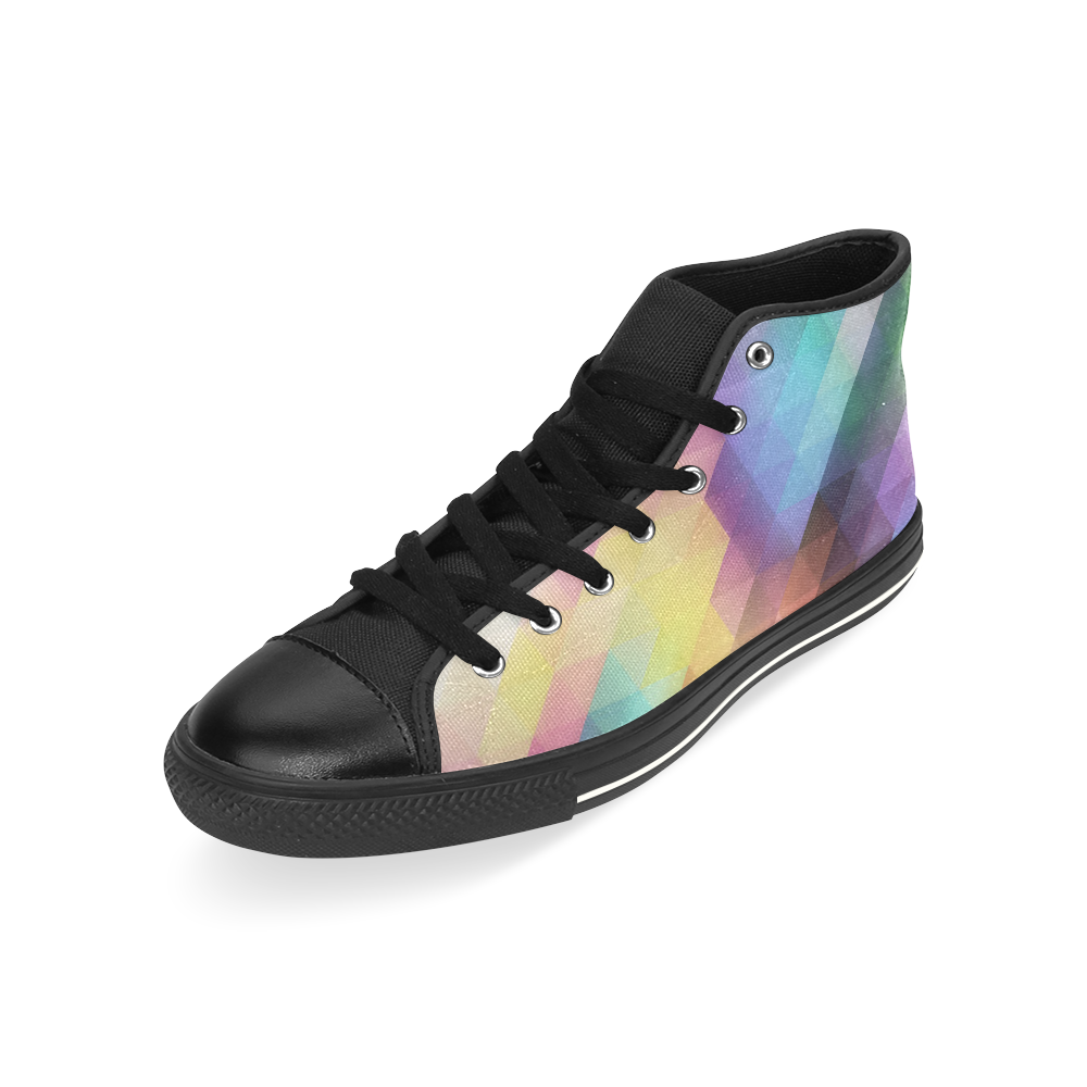 Pastel Diamonds High Top Canvas Women's Shoes/Large Size (Model 017)