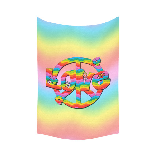 Colorful Love and Peace Background Cotton Linen Wall Tapestry 60"x 90"