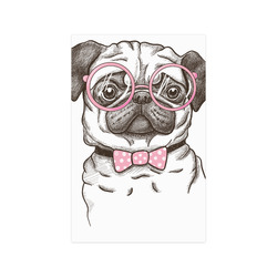 pug in glasses Poster 11"x17"