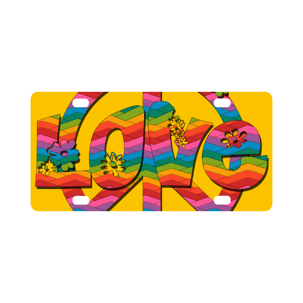 Colorful Love and Peace Classic License Plate
