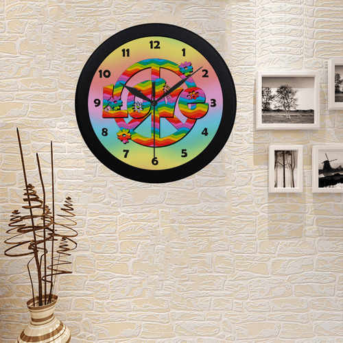 Colorful Love and Peace Background Circular Plastic Wall clock