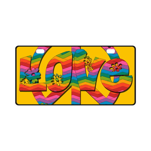 Colorful Love and Peace License Plate