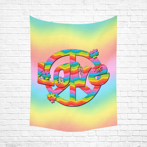 Colorful Love and Peace Background Cotton Linen Wall Tapestry 60"x 80"
