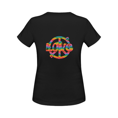 Colorful Love and Peace Women's Classic T-Shirt (Model T17）