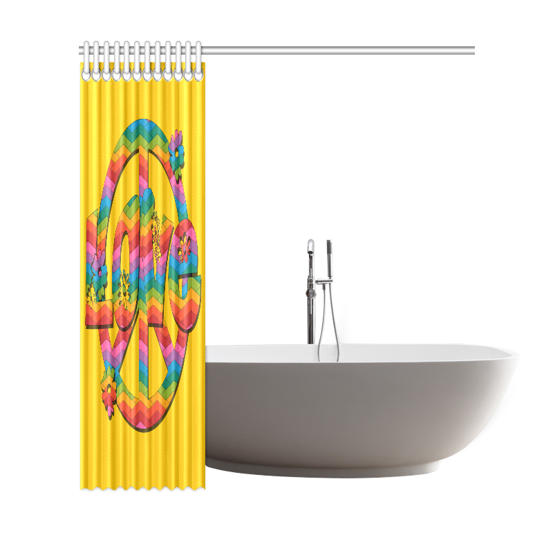 Colorful Love and Peace Shower Curtain 69"x72"