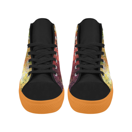 WATERCOLOR MANDALA dark grunge style pattern Aquila High Top Microfiber Leather Men's Shoes (Model 032)