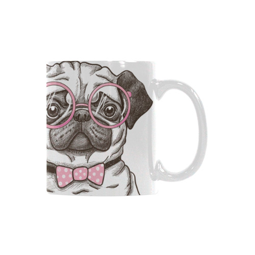 pug in glasses White Mug(11OZ)