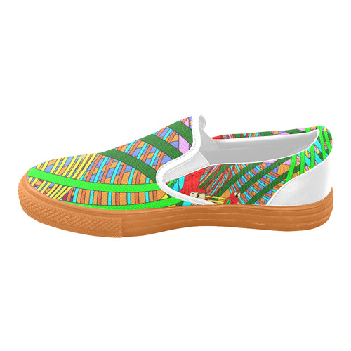 abstract parrot Slip-on Canvas Shoes for Men/Large Size (Model 019)