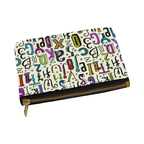 Letters Numbers Stars Typography Pattern Colored Carry-All Pouch 12.5''x8.5''