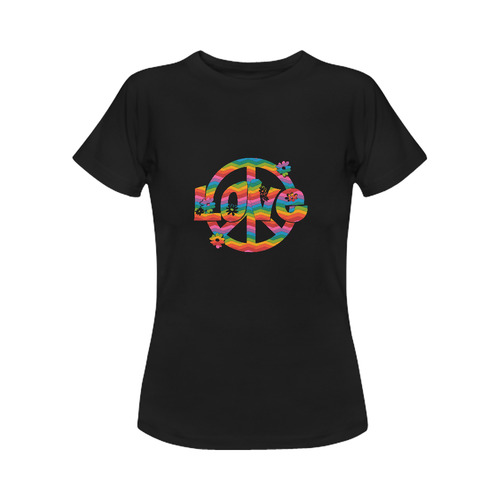 Colorful Love and Peace Women's Classic T-Shirt (Model T17）