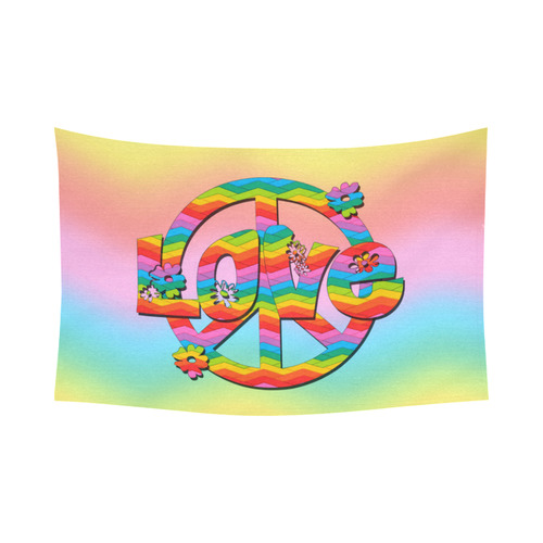 Colorful Love and Peace Background Cotton Linen Wall Tapestry 90"x 60"