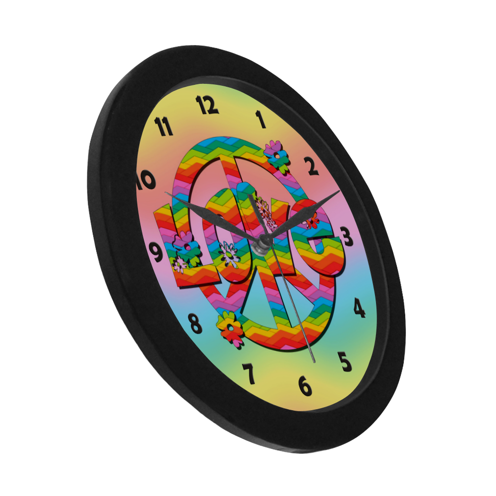 Colorful Love and Peace Background Circular Plastic Wall clock