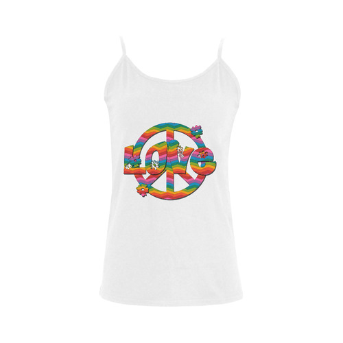 Colorful Love and Peace Women's Spaghetti Top (USA Size) (Model T34)