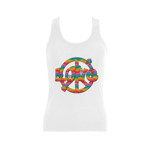 Colorful Love and Peace Women's Shoulder-Free Tank Top (Model T35)